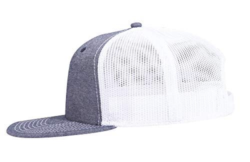 OTTO Snap 6 Panel Pro Style Cotton Blend Chambray Snapback Hat - color: Nvy/Wht