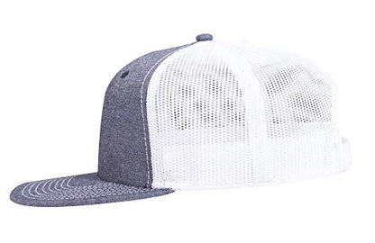 OTTO Snap 6 Panel Pro Style Cotton Blend Chambray Snapback Hat - color: Nvy/Wht