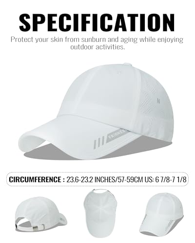Croogo Quick Dry Running Hat Sun UPF 50+ Lightweight Baseball Cap for Men - color: White
