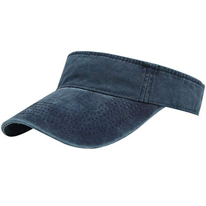 Sport Sun Visor Hats Cotton Ball Caps Empty Top Baseball Sun Cap for Men Women - color: Navy