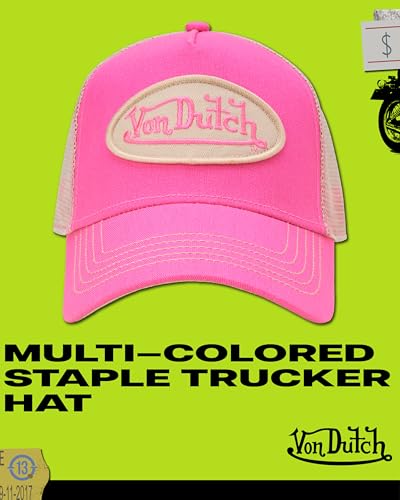 Von Dutch Unisex Trucker Hat, Colorblock, Mesh Back, Curved Bill, Snapback - color: Pink
