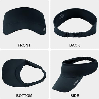 Sukeen Cooling Stretchy Sun Visor for Women Men UV Protection Cooling Hat - color: Black