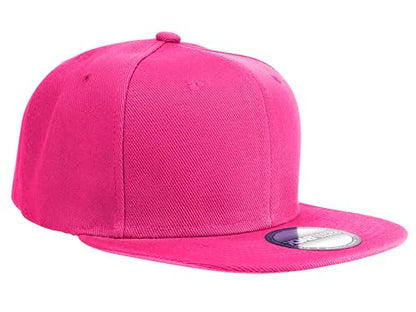 Gelante Plain Blank Flat Brim Adjustable Snapback Baseball Caps LOT 6 Pack - color: Hot Pink