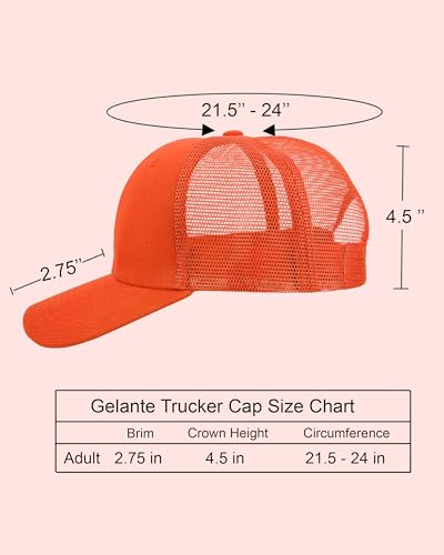 Gelante Mesh Trucker Hat Baseball Cap Structured Front Panel Wholesale LOT 12 Pack - color: Orange
