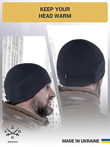 2SBR 2SABERS Warm Lightweight 170 Fleece Watch Cap - Men Women - Outdoor Skull Beanie Hat - color: Dark Navy Blue, size: Small