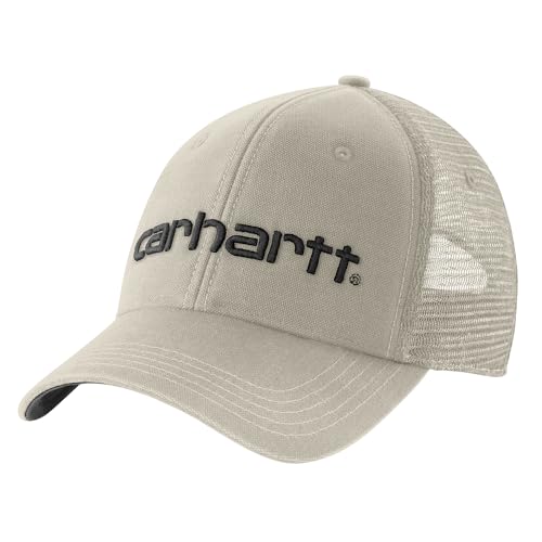 Carhartt Men's Canvas Mesh-Back Logo Graphic Cap - color: Cobblestone/Black