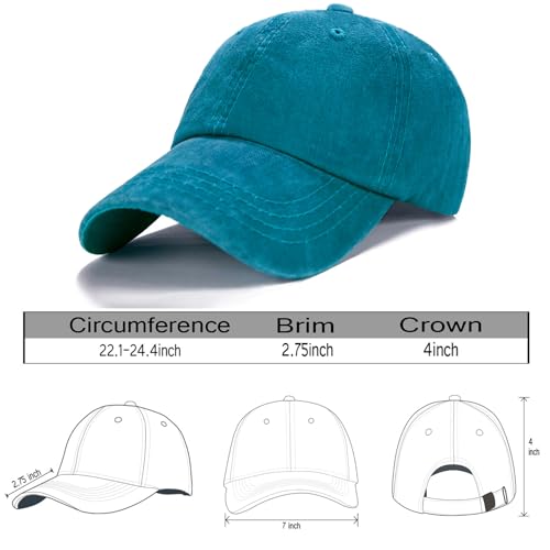 Edoneery Baseball Cap for Men and Women, Low Profile Washed Cotton Dad Hat - color: Lake Blue