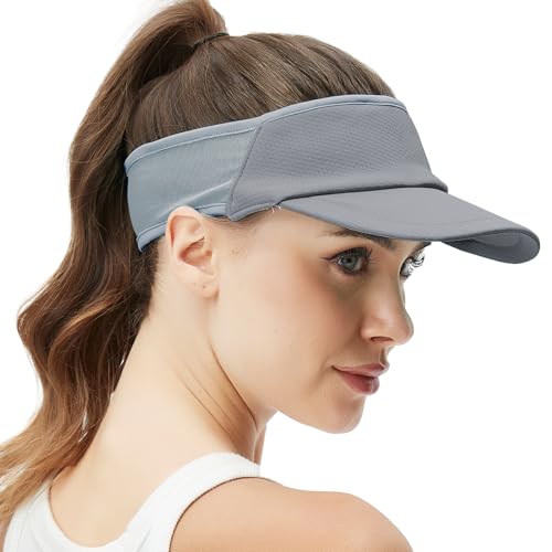 Sports Sun Visor for Women Men, Summer Cooling Stretchy Visors Hats - color: Grey