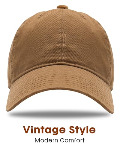 FURTALK Unisex Vintage Unstructured Baseball Cap Washed Cotton Dad Hat - color: Brown, size: Large-X-Large
