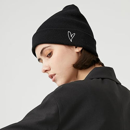 Cool Graphic Beanie for Men and Women - Black - color: Heart2