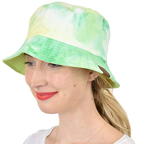 C.C Unisex 100% Cotton Packable Reversible Tie Dye Bucket Sun Hat - color: Mint/Lime