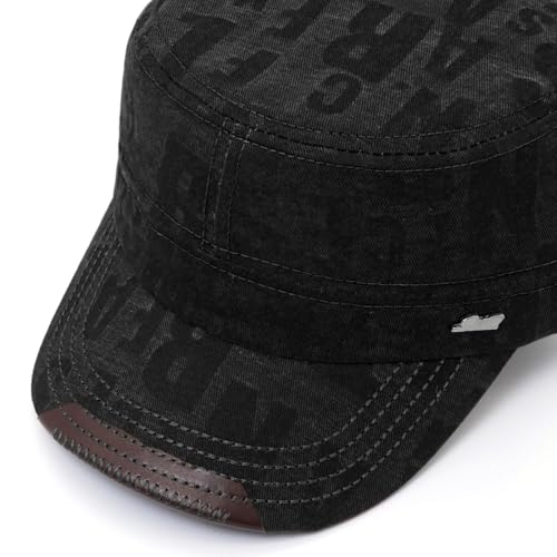 Cadet Hat Flat Top Hats Army Military Caps for Men Women - color: Black C