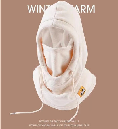 Winter Fleece Ski Mask for Men Women Balaclava Face Mask Windproof Thermal Hood Winter Full Face Neck Cover Warmer - color: Beige
