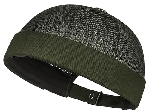 DIYDECAL Mens Mesh Brimless Cap,Summer Skullcap Docker Beanie Hat - color: Dark Green