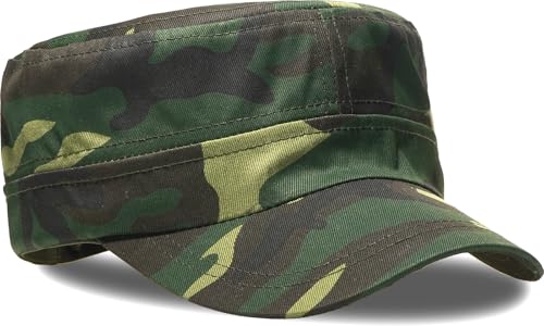 Unisex Basic Cadet Army Caps Everyday Military Style Hat - color: Camo-green