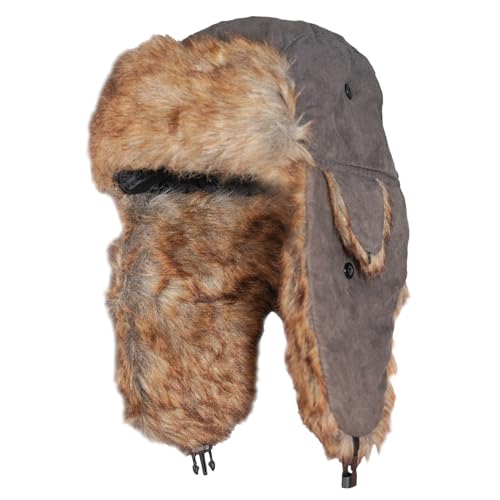 ONWAY Trapper Hat Winter Hats for Women Men with Faux Fur Ear Flaps - color: Gray
