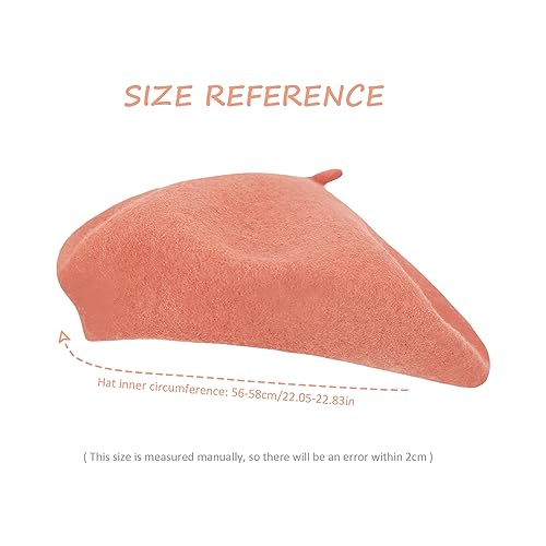 Gllutt Women Wool Beret Hat French Style Solid Color - color: Salmon Pink
