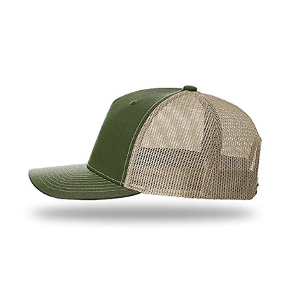 Richardson 112FP & 112PFP Classic Fit Five-Panel Snapback Trucker Cap |OSFM - color: Army Olive/Tan