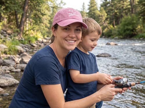 Reel Cool Fishing Hat for Mom Dad Grandma Grandpa Uncle Auntie - color: Mom (Washed Pink)