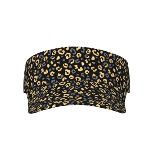 Adjustable Lightweight Open Top Sports Sun Visor Hat Cap for Golf Tennis - color: Classic Black Gold Leopard