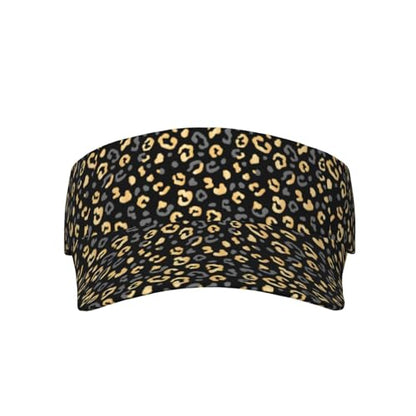 Adjustable Lightweight Open Top Sports Sun Visor Hat Cap for Golf Tennis - color: Classic Black Gold Leopard