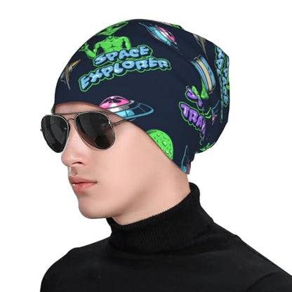 Beanie Hat for Men Women Slouchy Beanie Skull Sleep Cap Soft Lightweight Chemo Hat Stretch Cancer Headwear - color: Alien