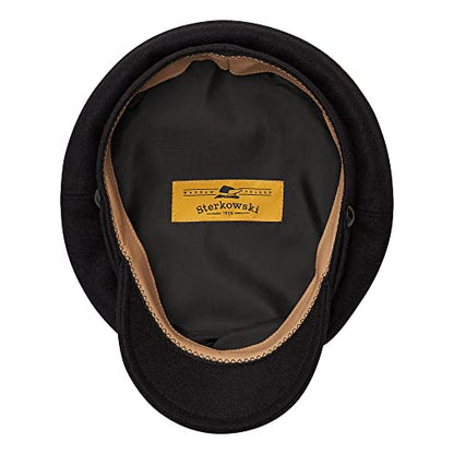 Sterkowski Maciejwka Model 2 Fisherman Wool Fiddler Cap for Men and Women, Warm Captain Cap - color: Black, size: 7 3/4
