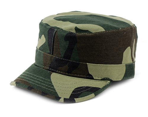 NYFASHION101 Fashionable Solid Color Unisex Fitted Army Military Cadet Cap - color: Camo, size: Small