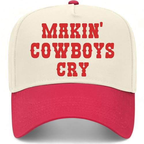 Makin' Cowboys Cry Diamond Hat | Premium Adjustable Snapback Baseball Trucker Hats for Men & Women - color: Red/Natural