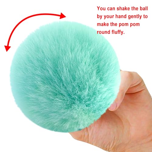 BQTQ 6 Pcs 4 Inch Large Faux Rabbit Fur Pom Pom with Elastic Loop (Rainbow) - color: Rainbow