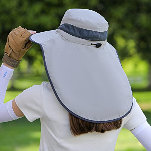 HUAMULAN Women Men Wide Brim Sun Hat Hiking Fishing Hats with Neck Flap - color: Hyp011-qianhui