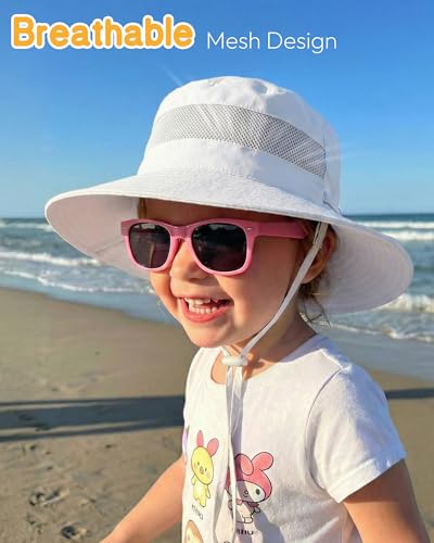 HONGTEYA Baby Toddler Sun Hat, Summer Mesh Bucket Beach Hat for Boys Girls - color: White+heart, size: 6-24 Months