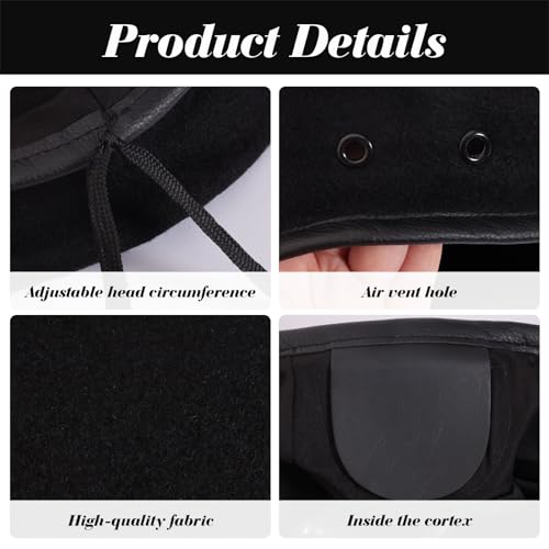 Gvhntk Berets for Army Style Military Berets for Men Women Wool Leather Beret Hats Fashionable Vintage Beret - color: Black
