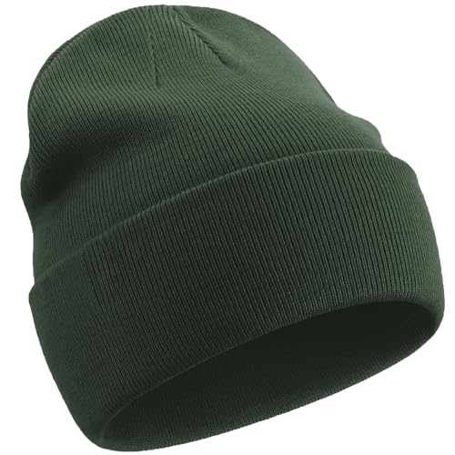 100% Cotton Beanie Hats for Women Men Winter Knit Hats Skull Cap - color: 1-olive Green