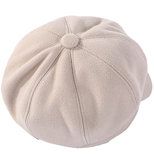 Newsboy Caps for Women Classic Beret Hats Autumn Winter Cap - color: Beige