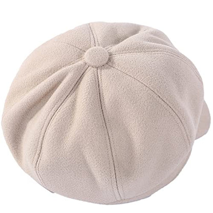 Newsboy Caps for Women Classic Beret Hats Autumn Winter Cap - color: Beige