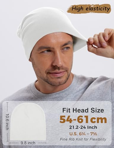 100% Cotton Thin Beanie Hat Women Men Soft Slouchy Chemo Skull Cap - color: 1pc White