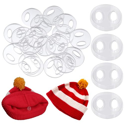 10pcs Acrylic Hat Pom Poms Buttons, 20mm Removable Knitted Hat Button, Oval Hollow Faux Fur Fastener Sewing Accessories for Crochet Knitting Beanies- Clear - color: Clear-B-10pcs