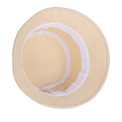 Umeepar Unisex 2 Pack Cotton Bucket Hat Packable Sun Hat for Men Women - color: White +Beige Yellow