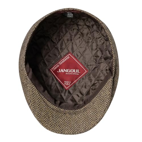 Men Wool Blend 8 Panel Newsboy Cap - color: Herringbone Khaki, size: 7 5/8