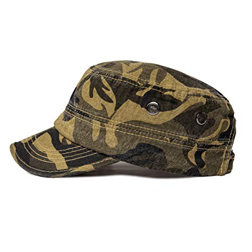 VOBOOM Men Washed Cotton Cadet Army Cap Vintage Flat Hat - color: Brown Camouflage