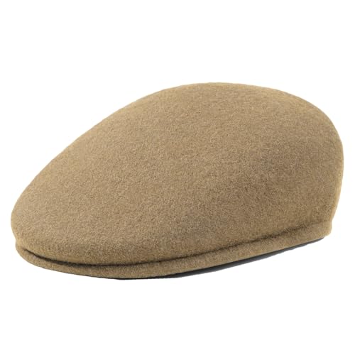 Wool Blend Mens Newsboy Caps, Classic Flat Cap Ivy Cabbie Gatsby Hat Winter Beret Hat for Men - color: Khaki