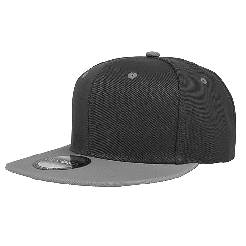 Gelante Snapback Hats for Men - Flat Bill Brim Baseball Cap Hat - Plain Blank Adjustable - color: Black/Light Grey