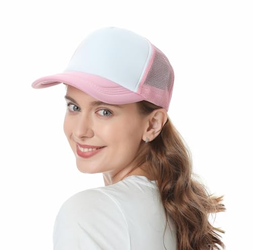 TOPTIE 5 Panel Foam Front Trucker Hat High Crown Mesh Back Snapback Cap - color: Orange White