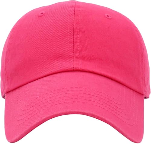 KBETHOS Classic Unisex Cotton Adjustable Low Crown Baseball Cap – Plain Dad Hat - color: Hot Pink