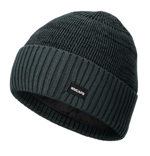 Wmcaps Fleece Lined Beanie Warm Winter Knit Hat for Men Women Cold Weather - color: Mix Green Gray