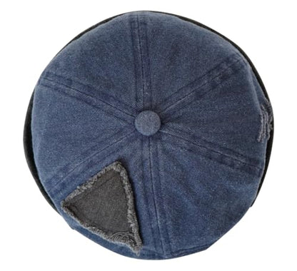 Mens Sailor Hats Brimless Denim Docker Caps Beanie - color: Blue