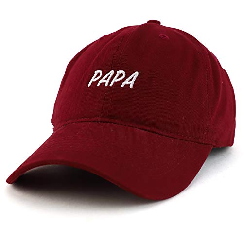 Trendy Apparel Shop Papa Embroidered Soft Crown 100% Brushed Cotton Cap - color: Maroon