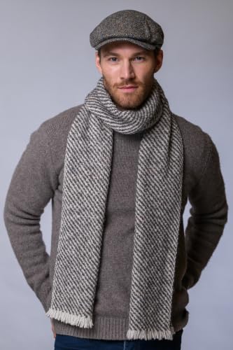 Mucros Weavers 케리 캡, 남성용 아이리시 모자, 헤링본 울 - color: 그레이 헤링본, size: Large