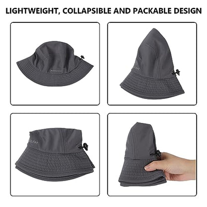BASSDASH UPF50+ Fishing Bucket Hat for Men Women Lightweight Water Resistant Packable Outdoor Summer Sun Hats FH13 - color: Dark Grey